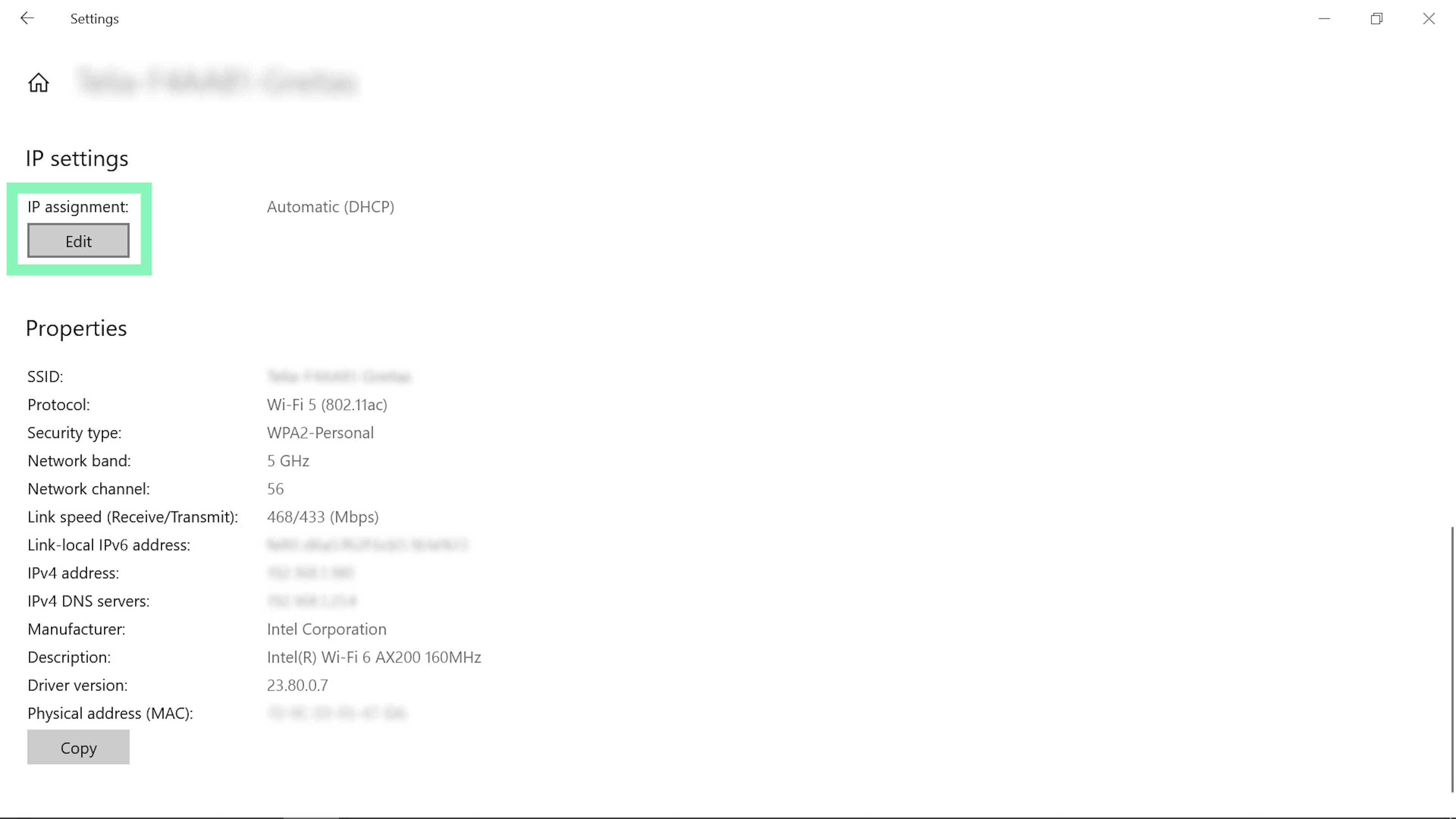 Windows 10 IP assignment