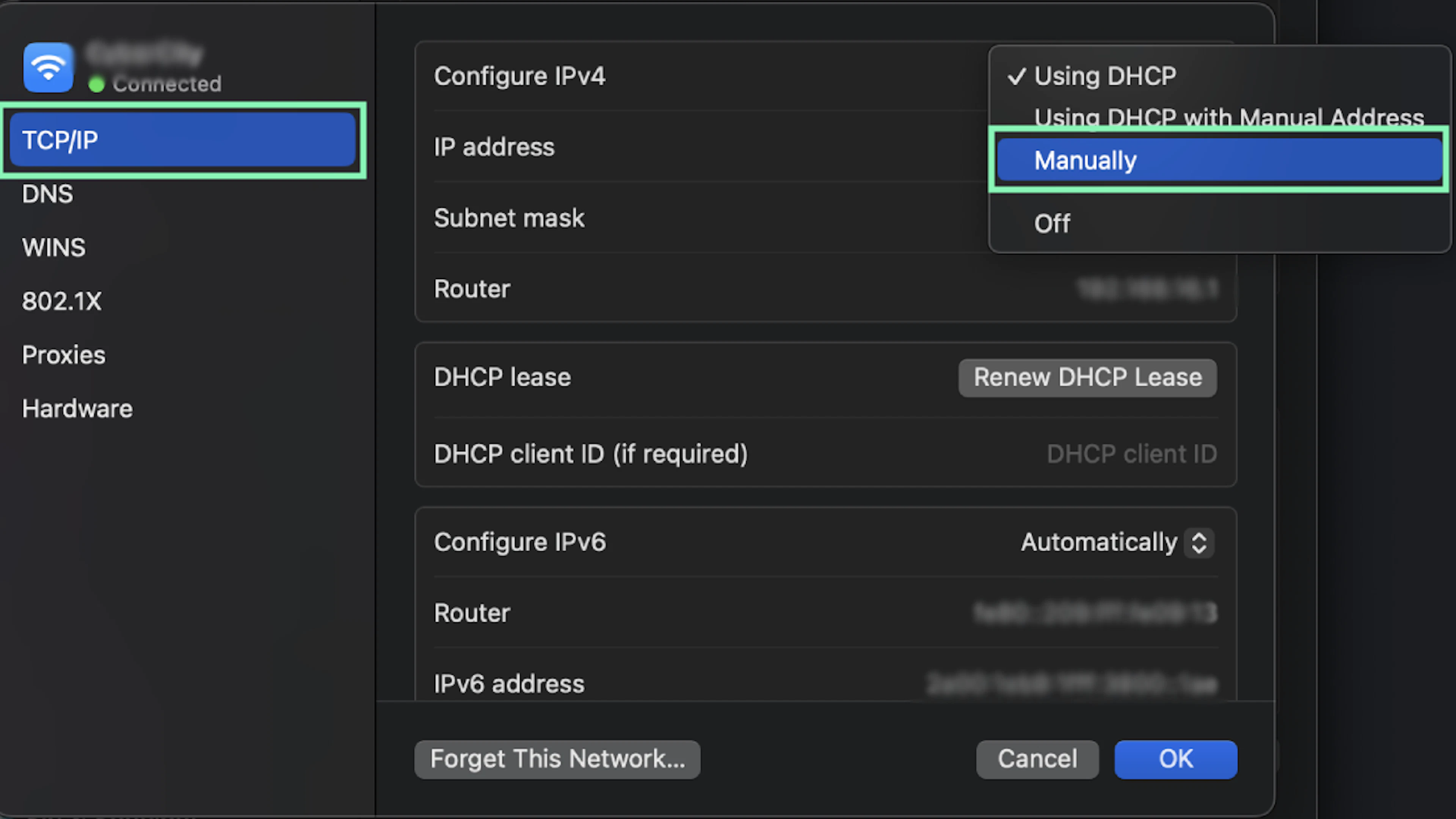 Editing TCP/IP on Mac