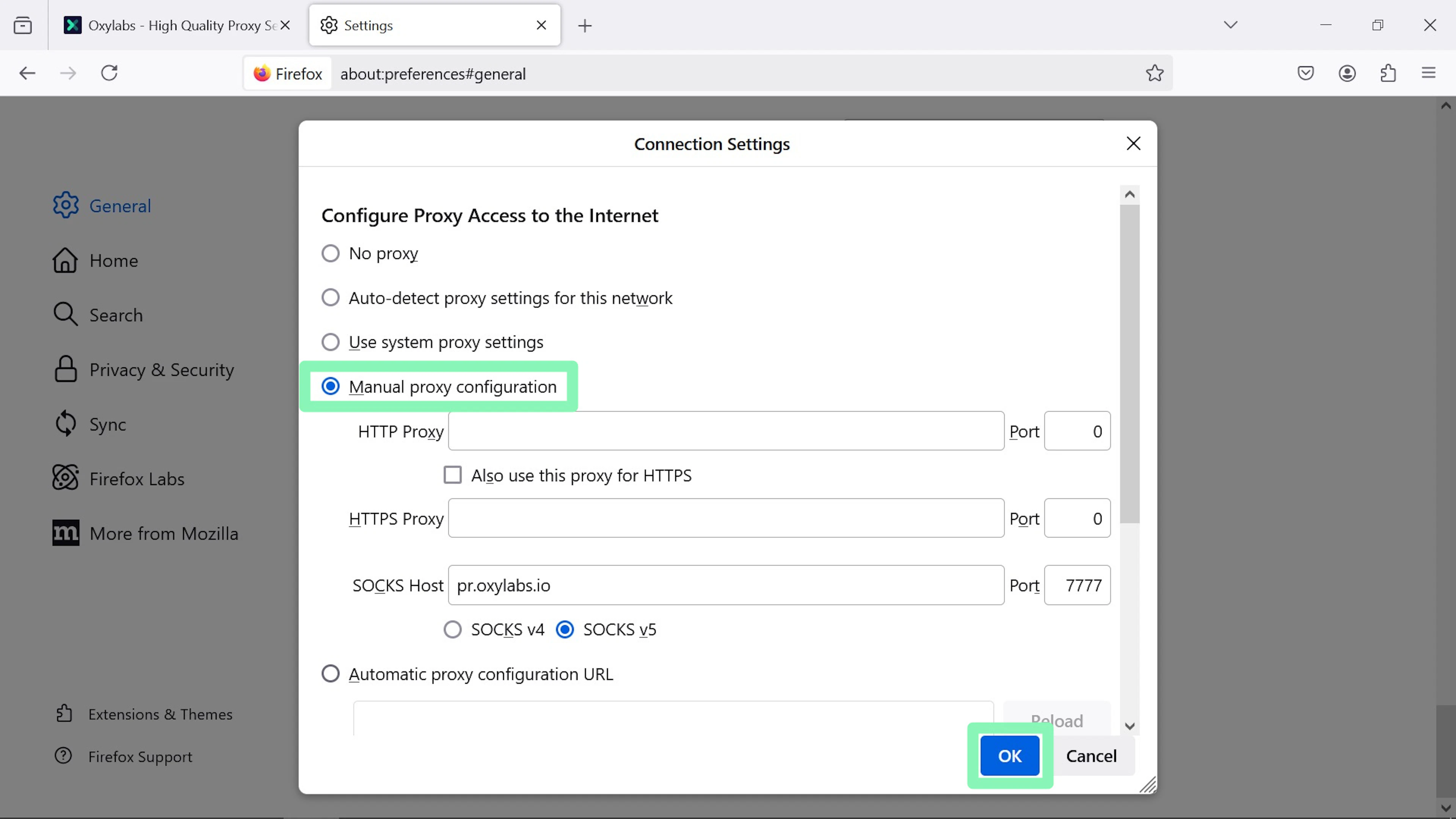 How to set up a proxy server for Mozilla Firefox
