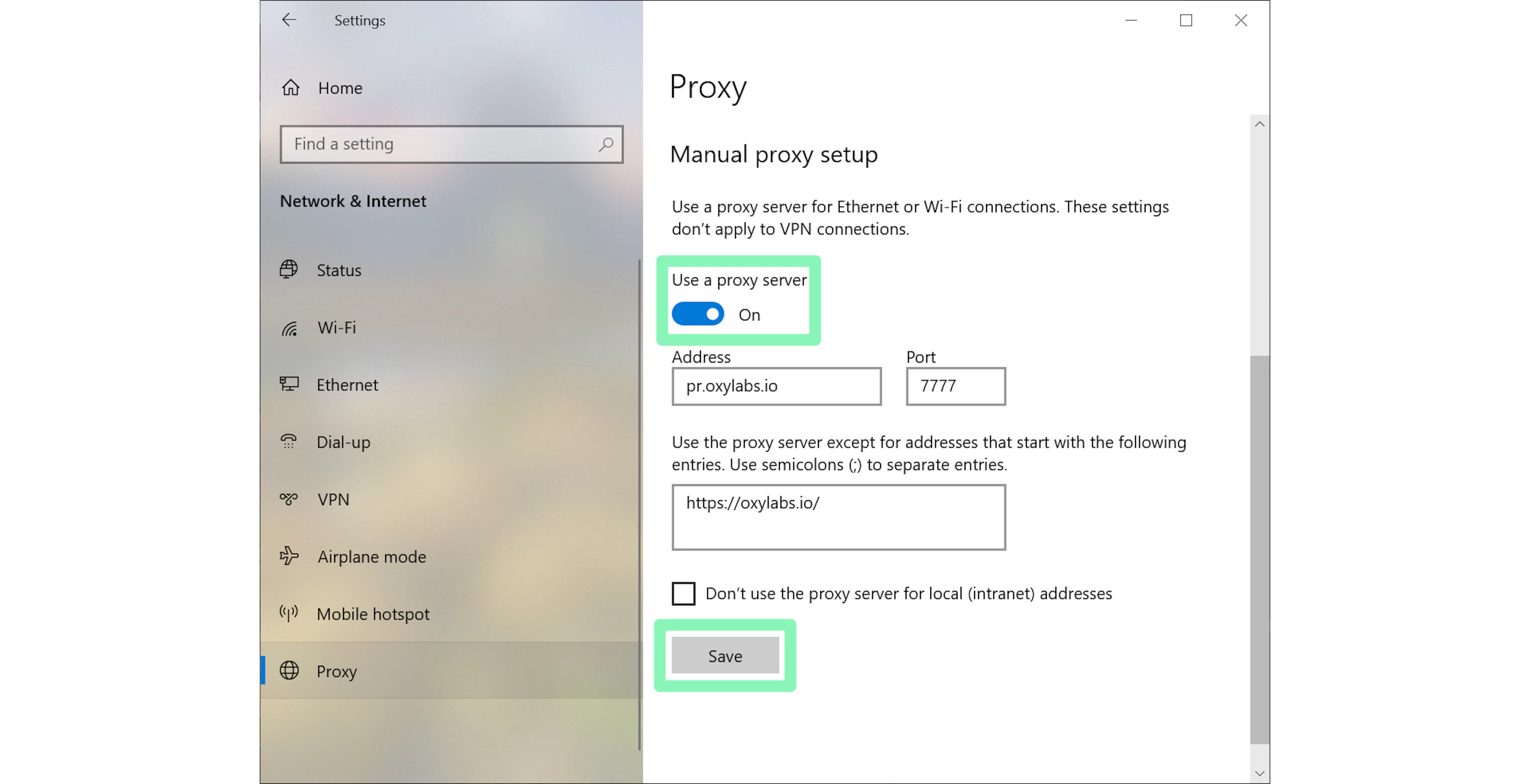 How to set up a proxy server for Windows