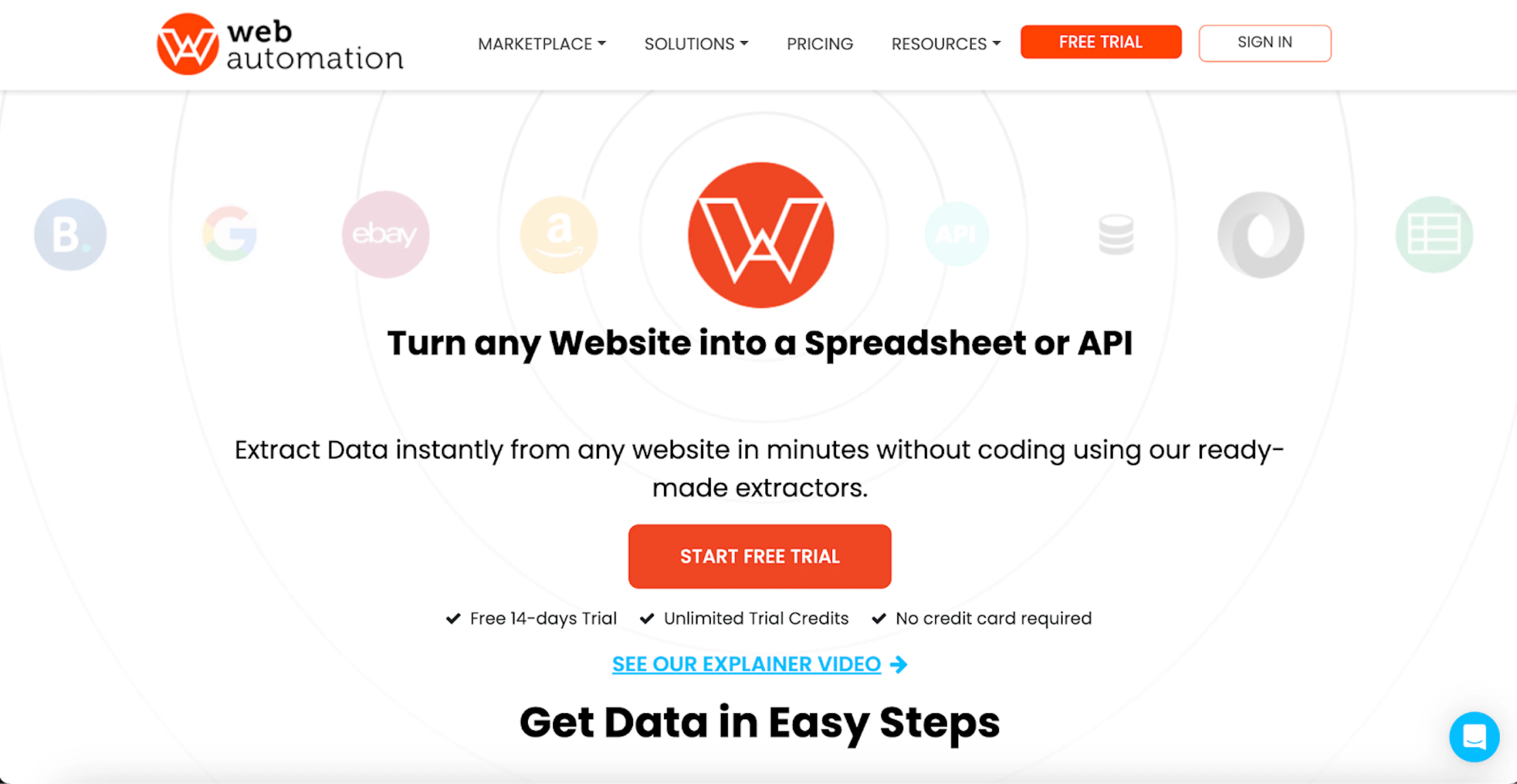 WebAutomation no-code web scraping service with a point-and-click interface for building custom extractors on any web page