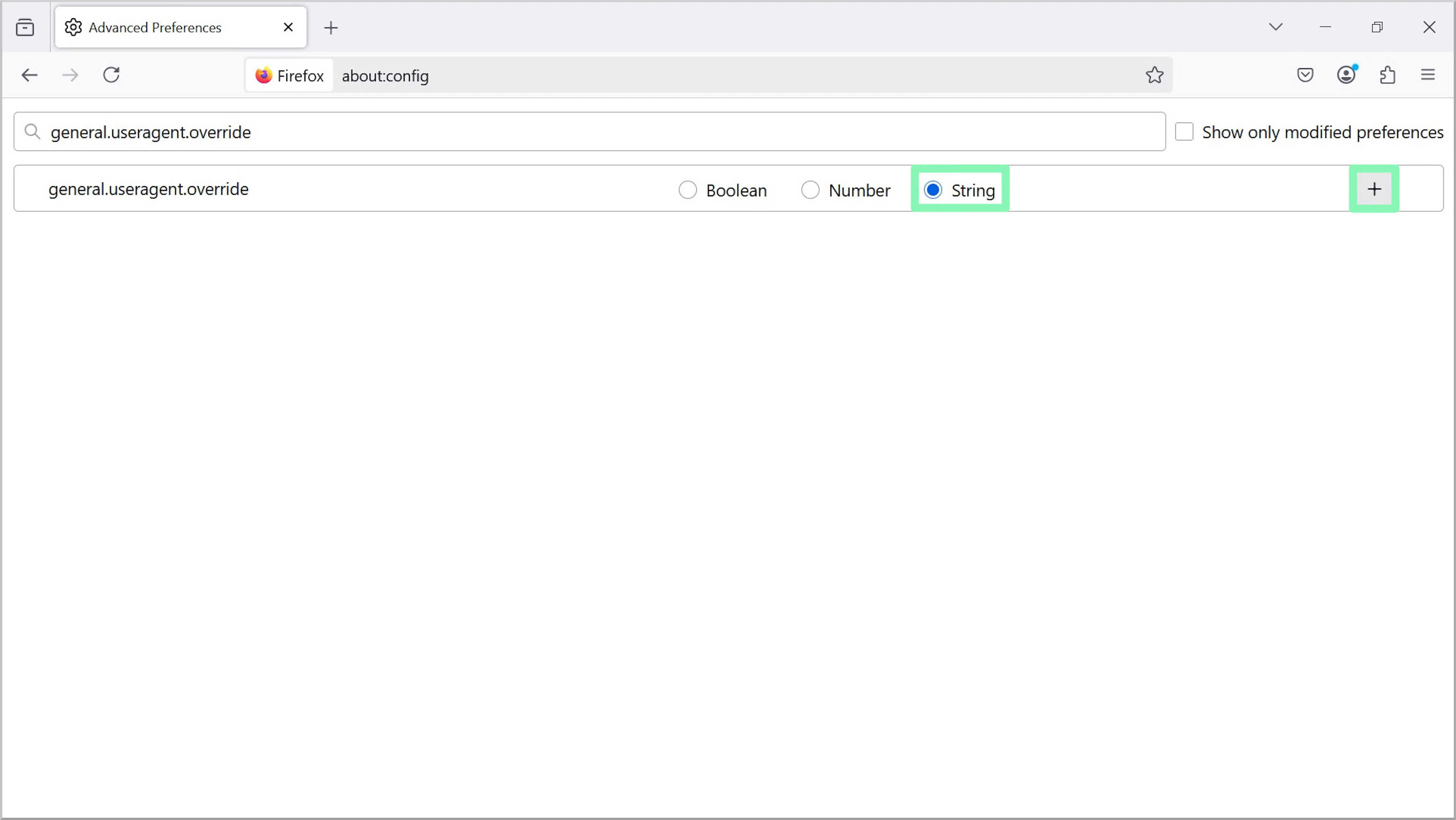 Search for general.useragent.override