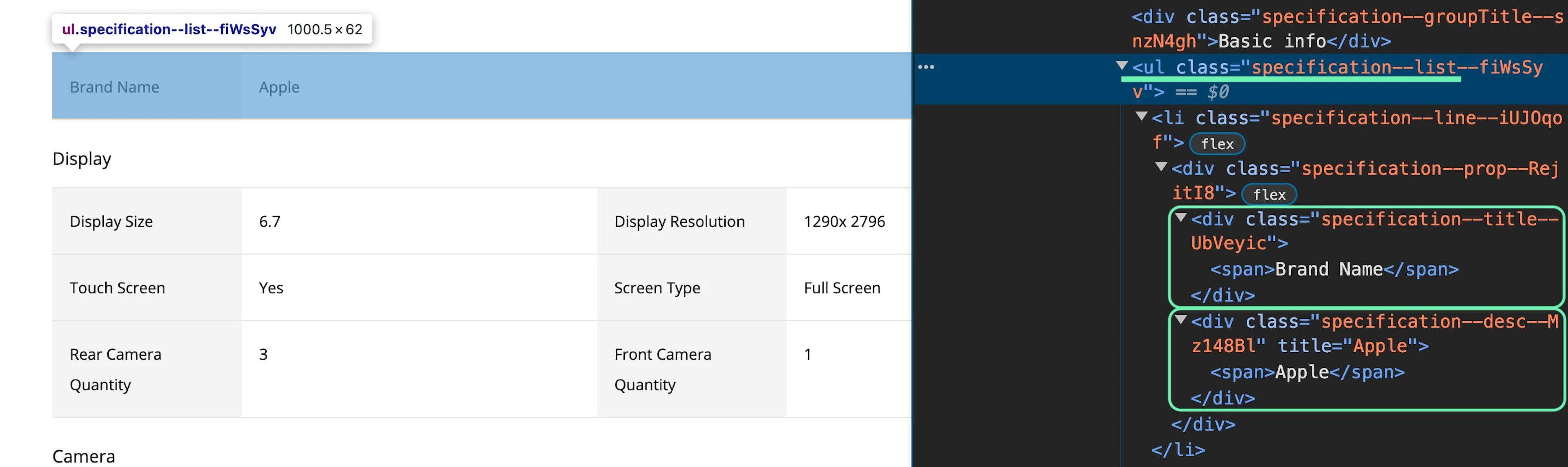 Finding the product's delivery information via Developer Tools