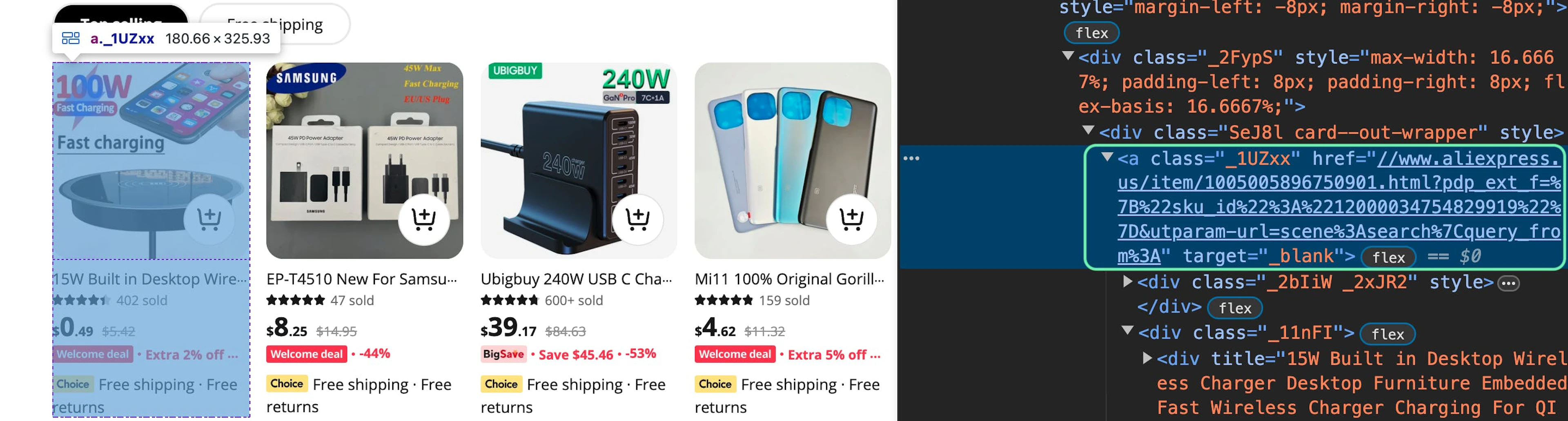 Finding the top-selling product's sales amount via Developer Tools