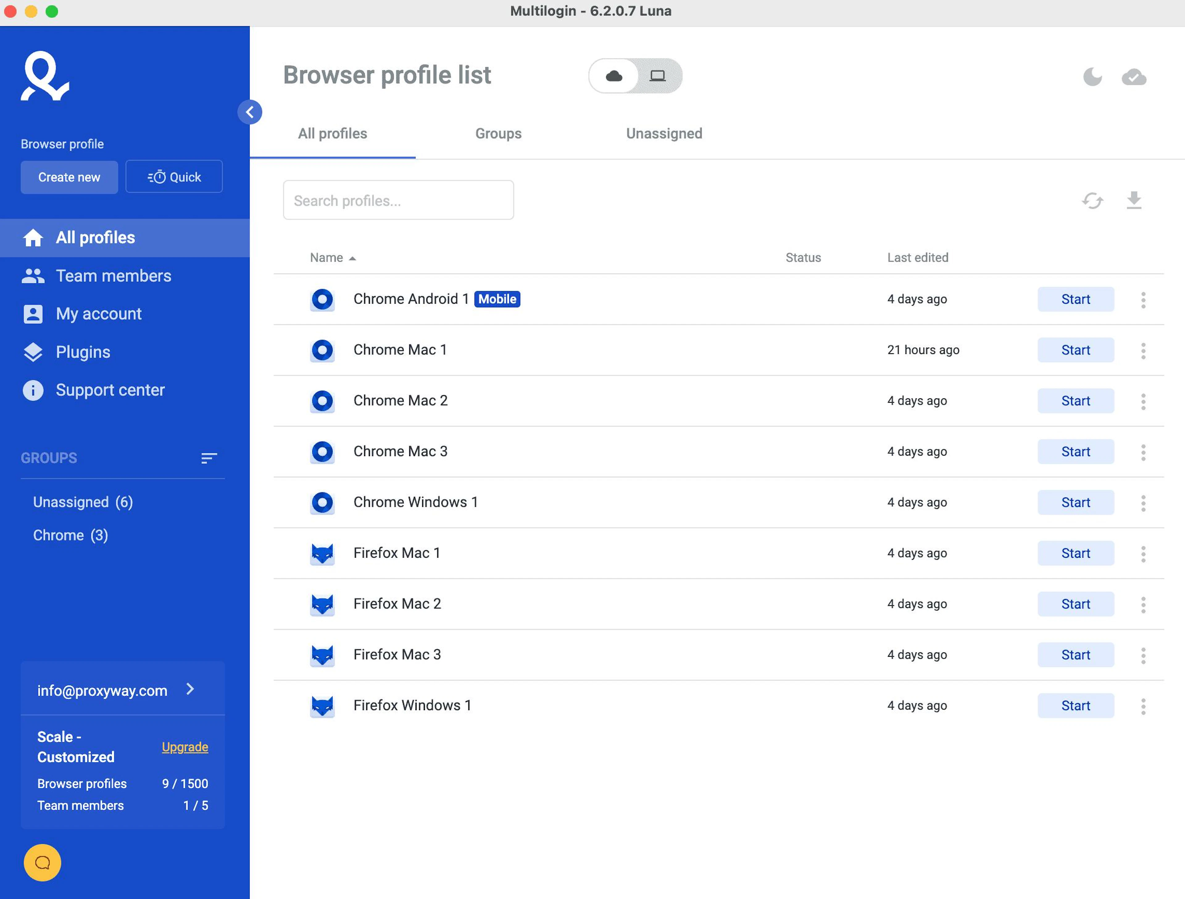 multilogin interface