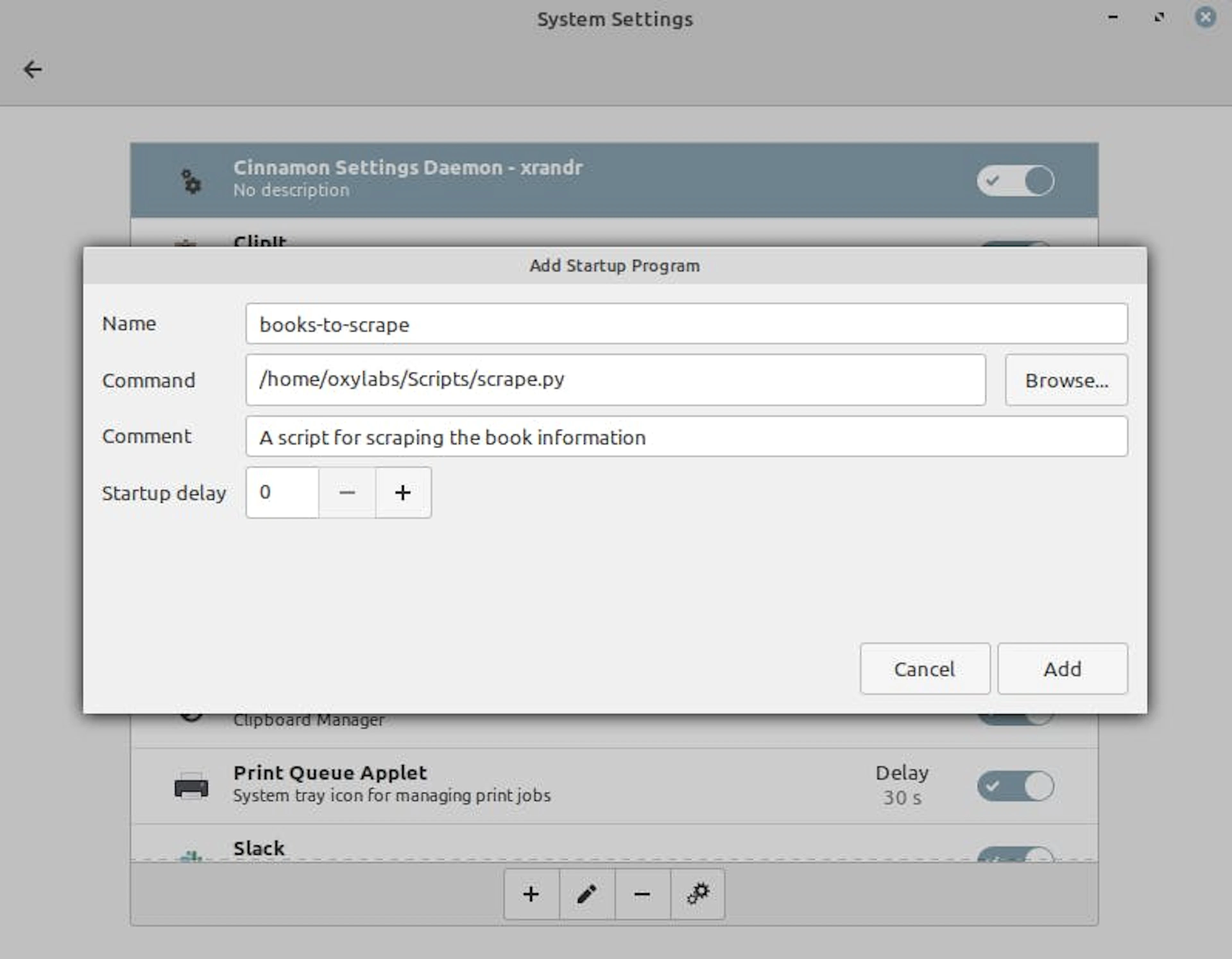 Adding a script