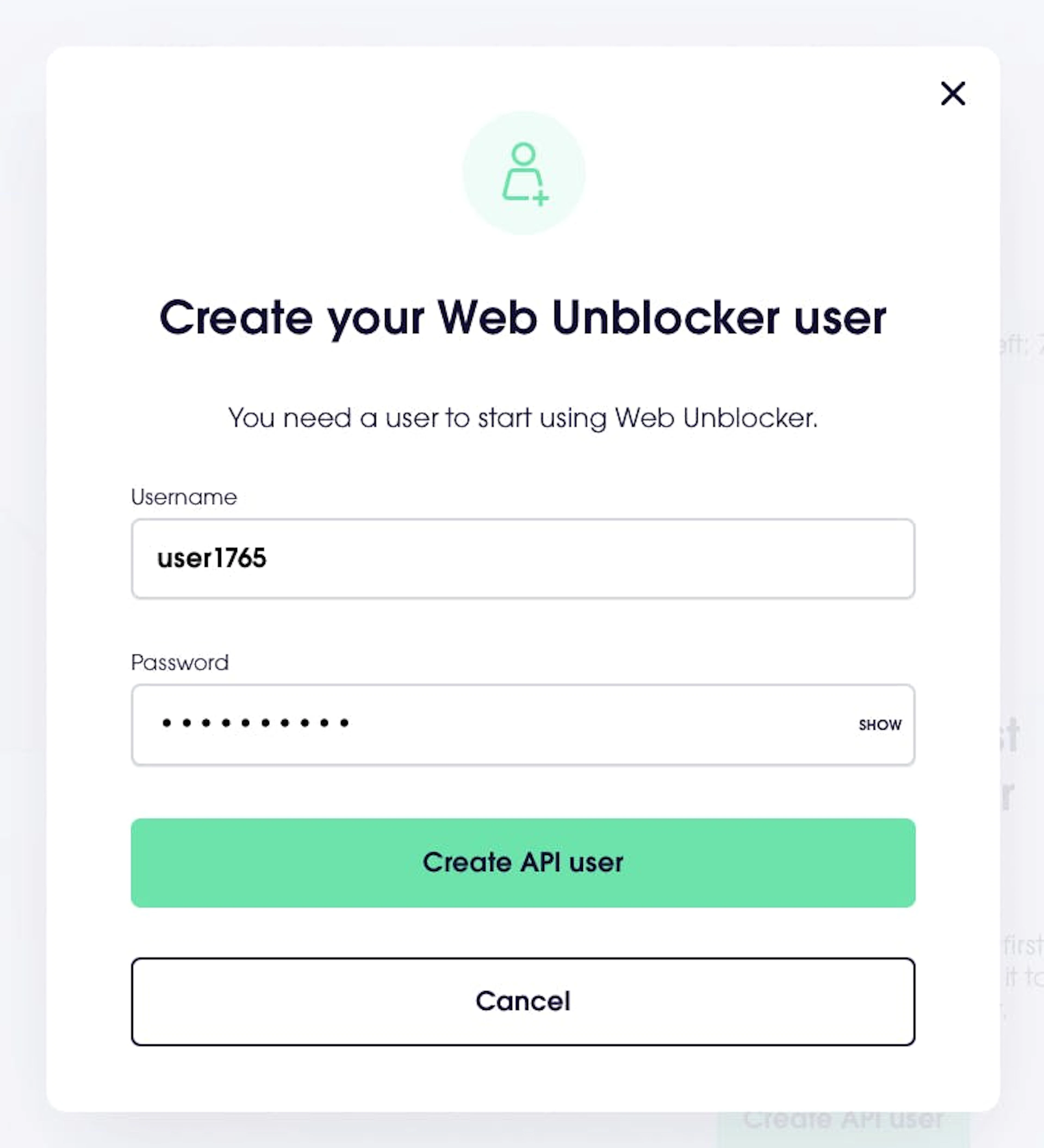 Creating an API user