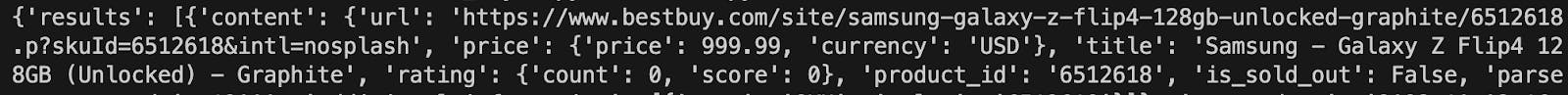 scraping result