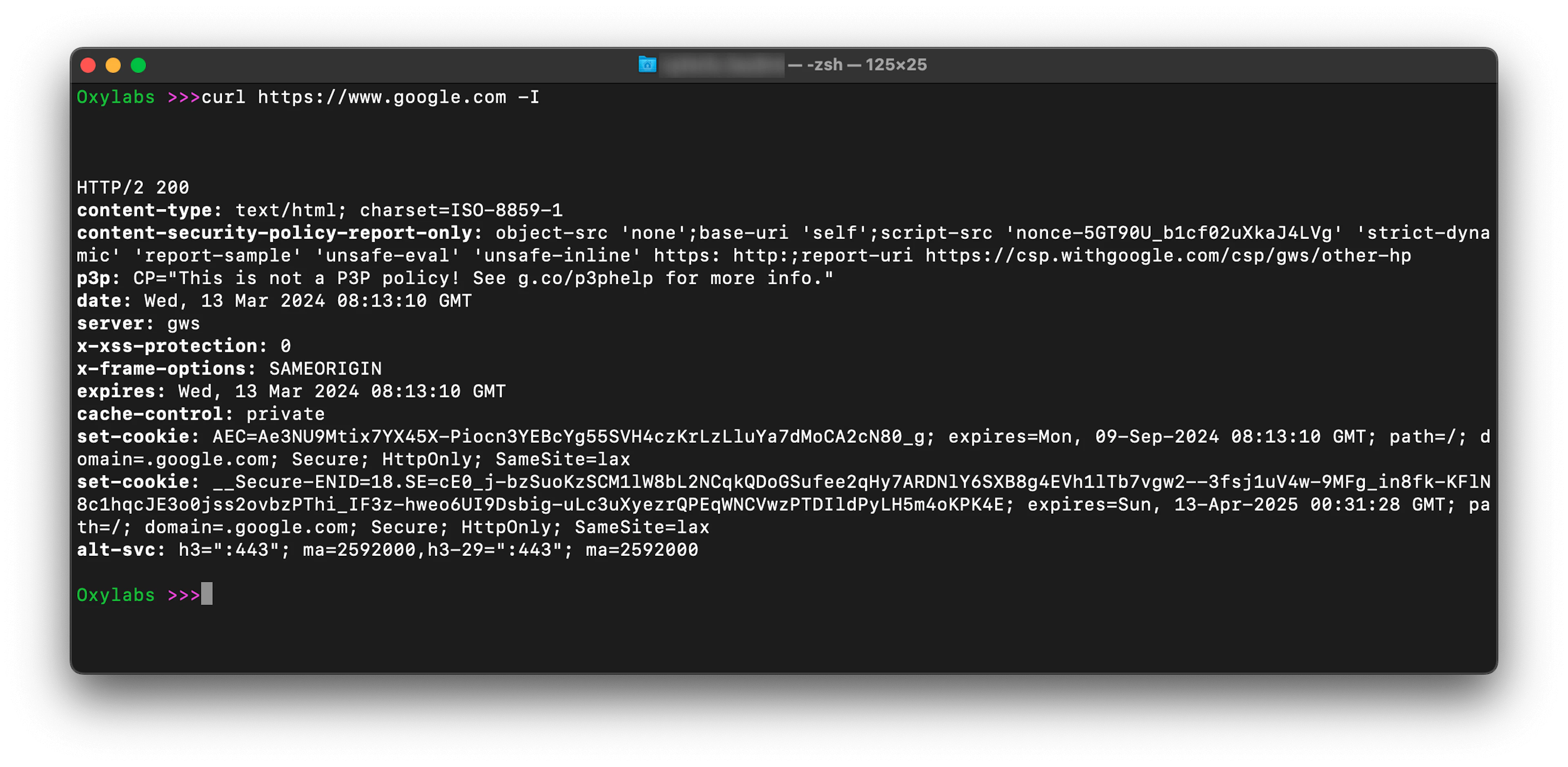 Checking the HTTP response headers via curl