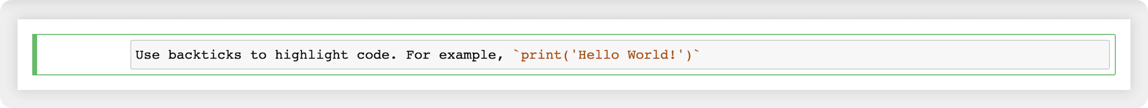 Highlighting text with inline code