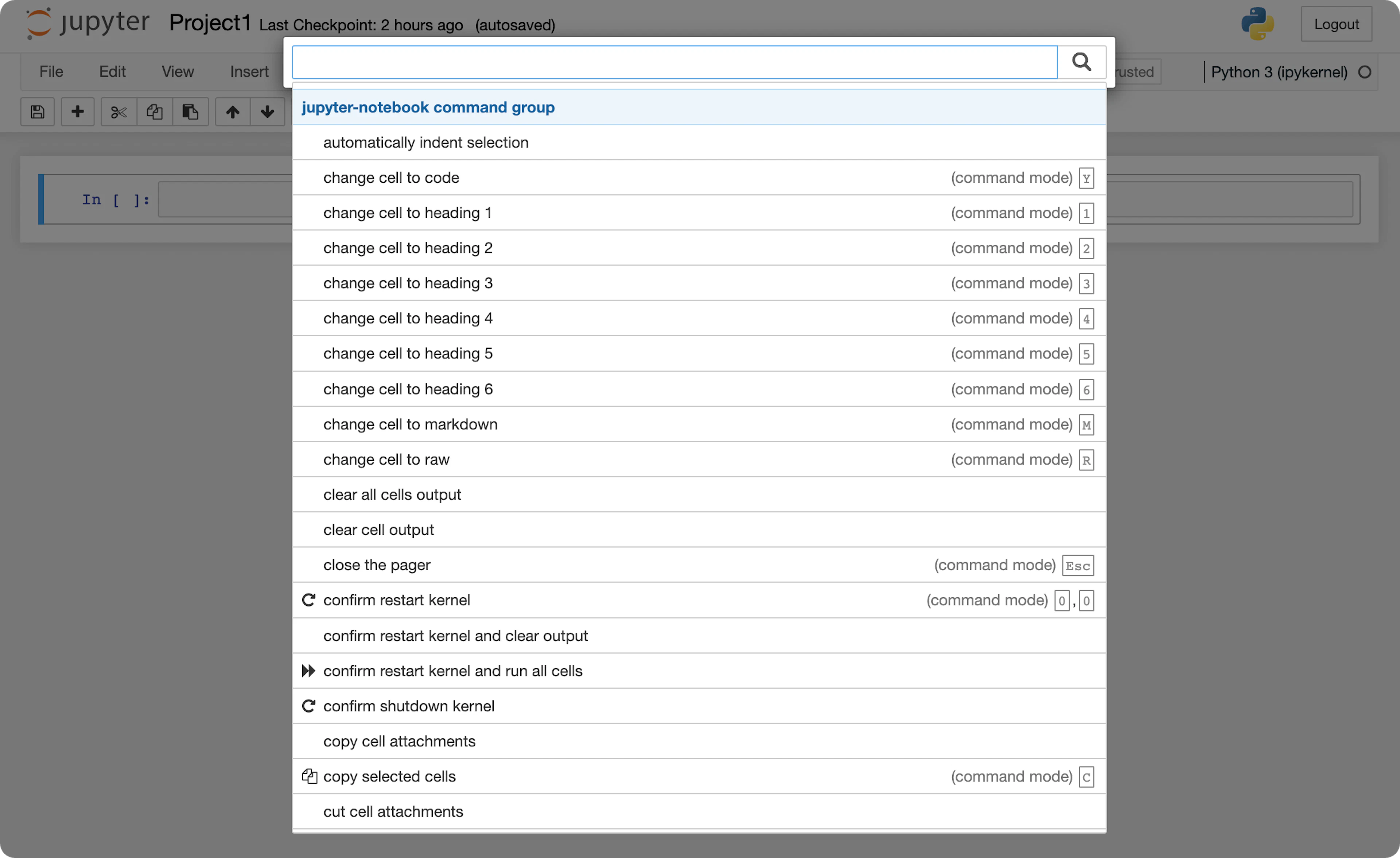 A list of shortcuts