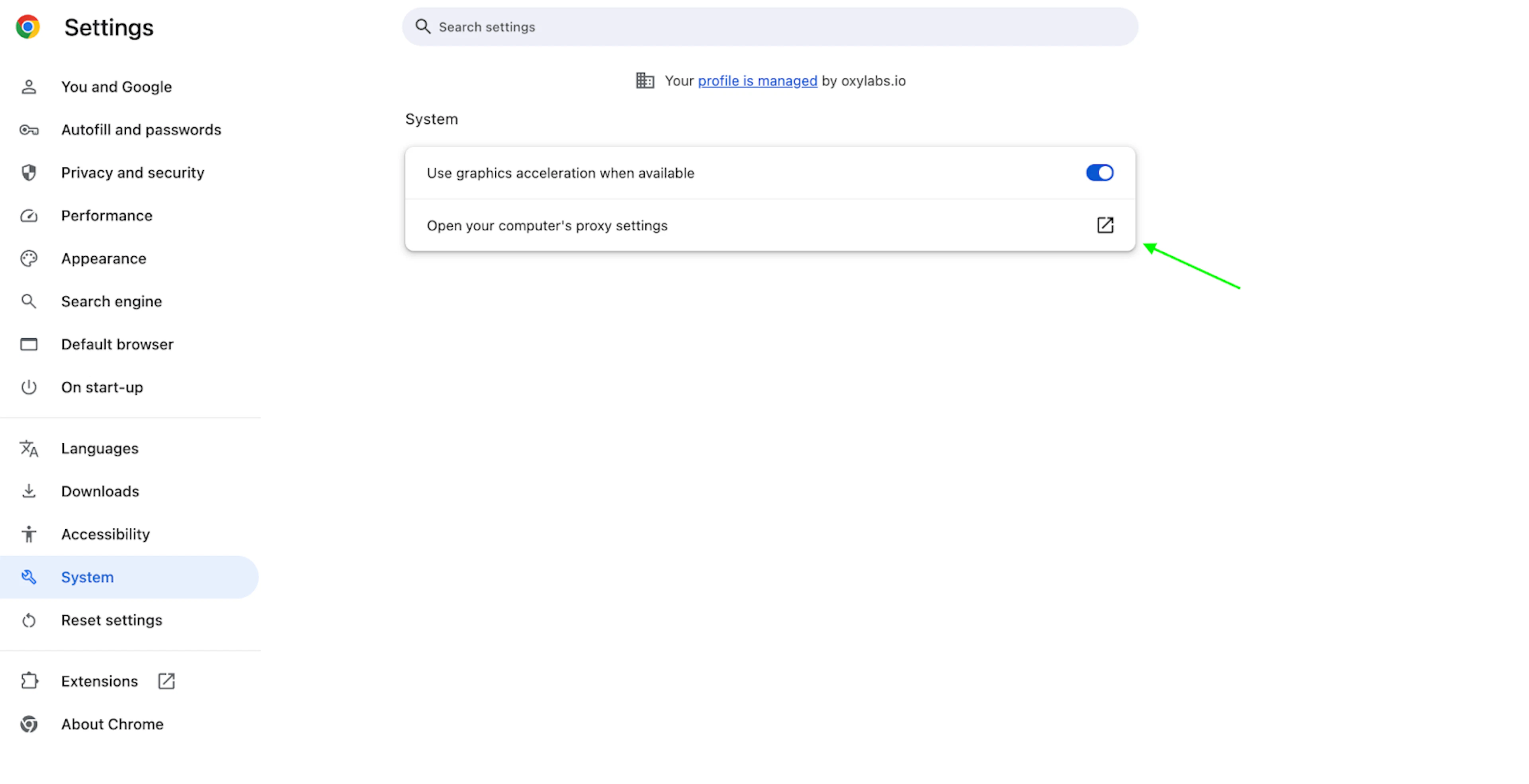 Example of finding a proxy server address on different browsers