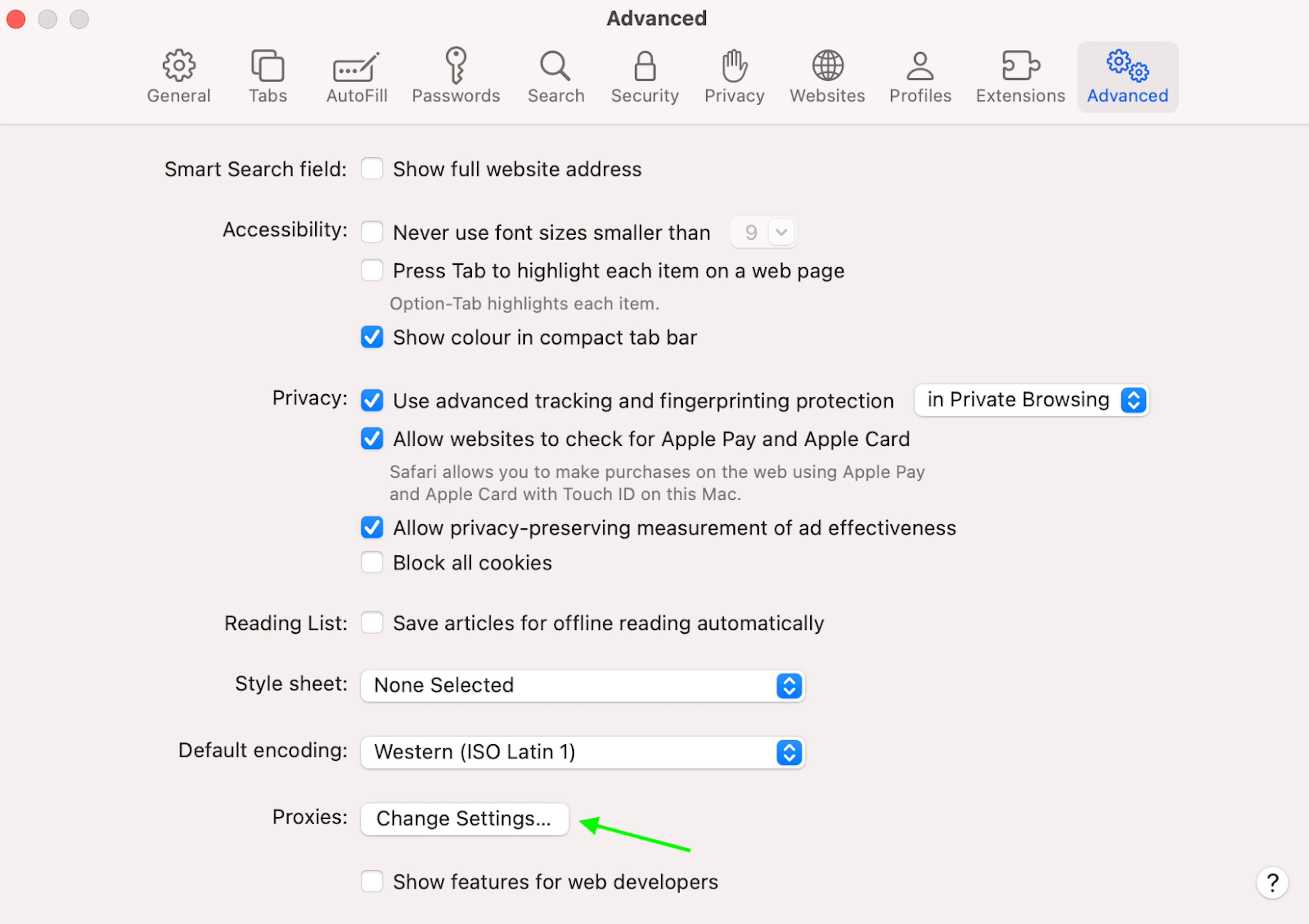 Safari example screenshot