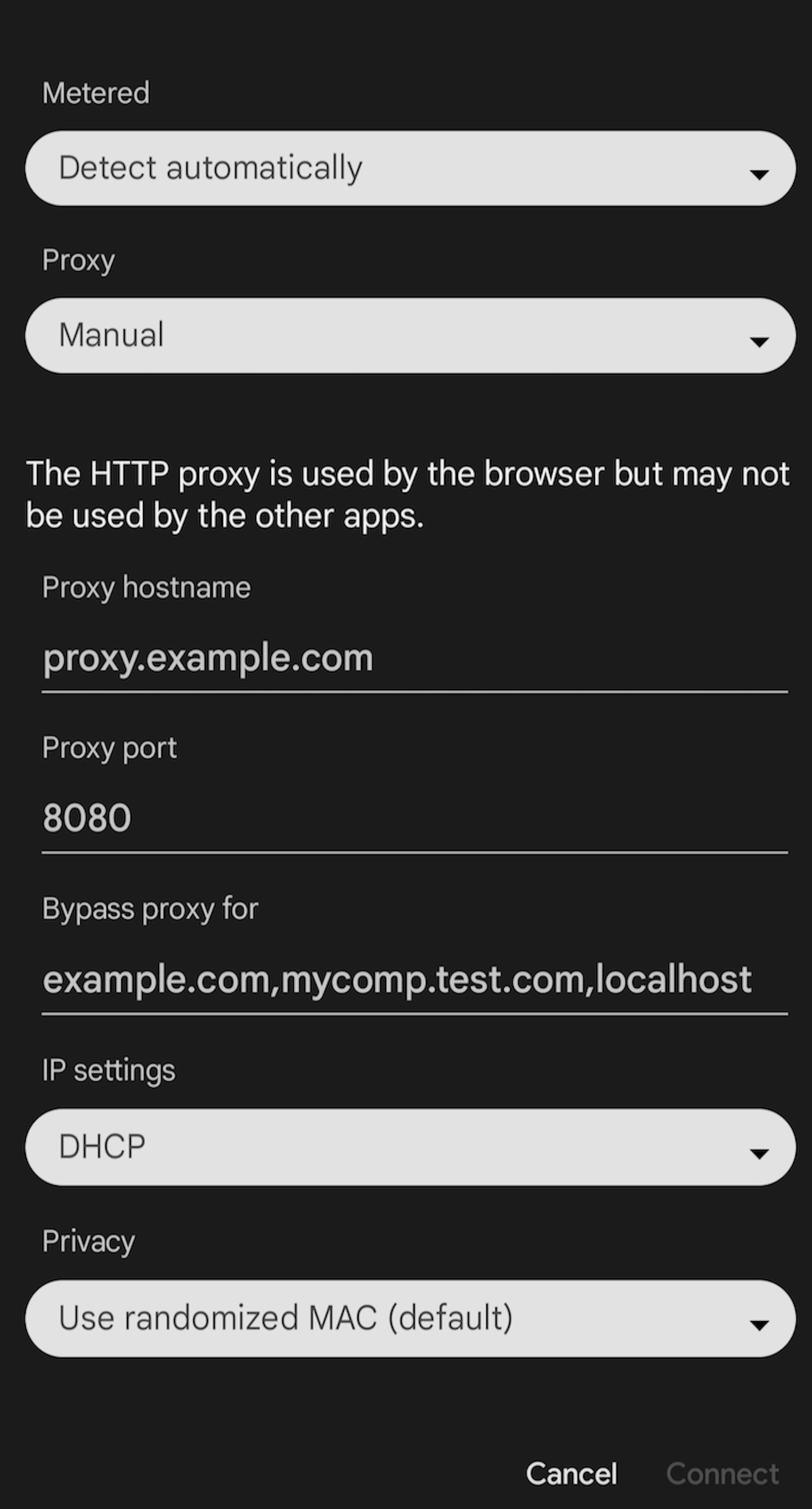 Android example screenshot