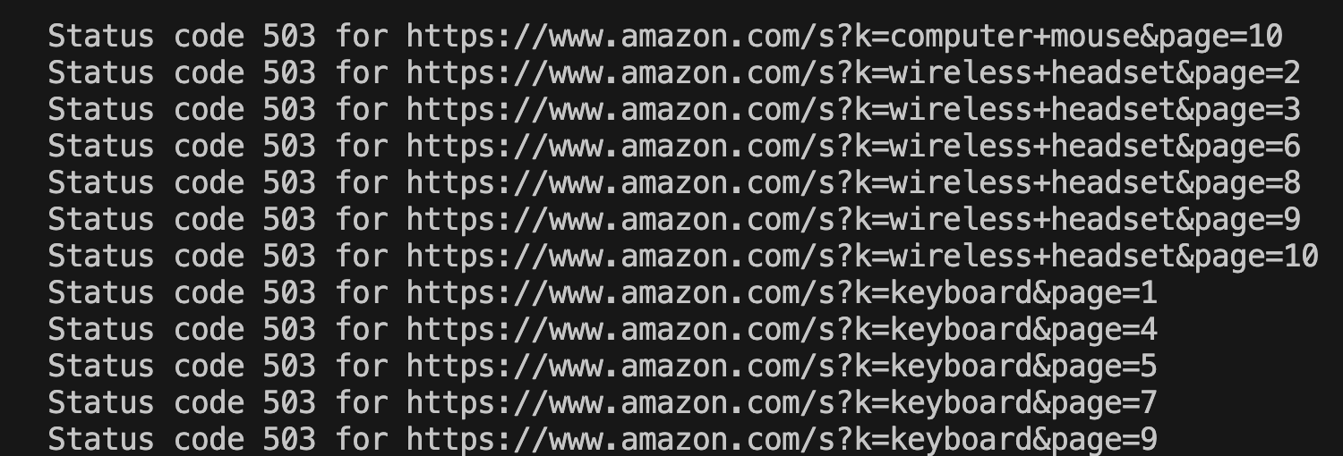 Receiving Amazon's 503 error for some pages