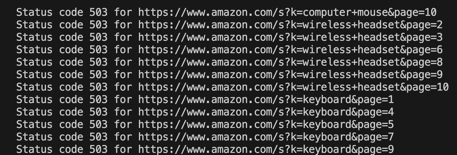 Receiving Amazon's 503 error for some pages